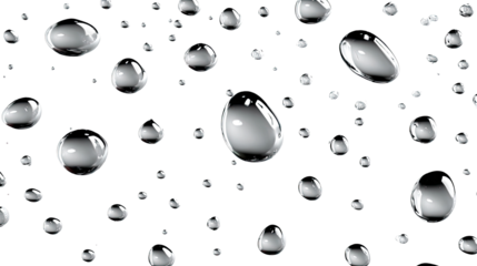 Transparent Water Droplets: Captivating macro shot of crystal-clear water droplets, each reflecting light and creating an ethereal display of purity and freshness. 