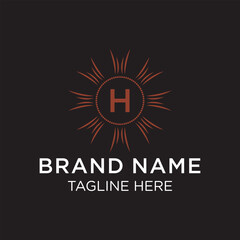 Initial letter H serif font logo design, green nature graphic icon concept