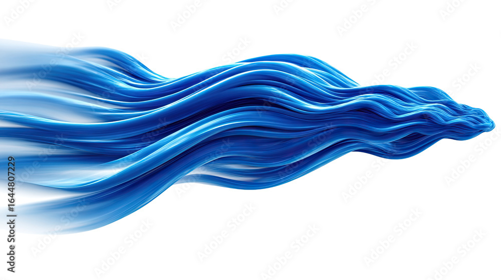 Aufkleber abstract flowing lines: a dynamic composition of fluid blue lines, forming a sense of movement and e