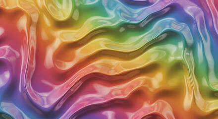 Obraz premium Abstract swirl of glossy metallic liquid with rainbow colors, smooth flowing texture, ultra-realistic, 8K tileable 