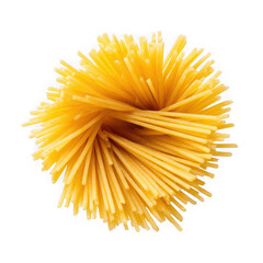  Uncooked spaghetti pasta on a white background