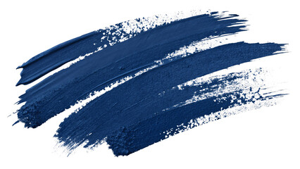 Fototapeta premium Navy blue paint brush strokes with bold curved lines and expressive artistic paint texture, isolated on a transparent background