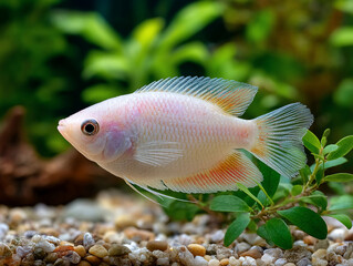 Obraz premium Opalescent fish amidst aquarium flora