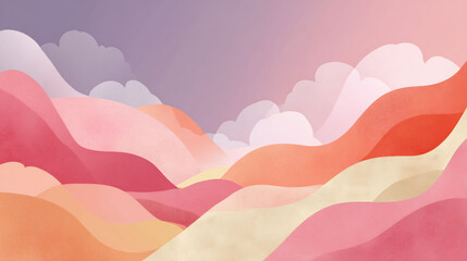 Obraz premium Pastel mountain layers embracing soft clouds