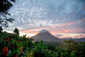 Sunrise at the Arenal vulcano in Costa Rica