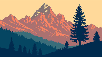 Majestic Mountain Landscape Sunrise Over the Peaks