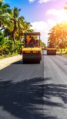 Road construction in tropical setting