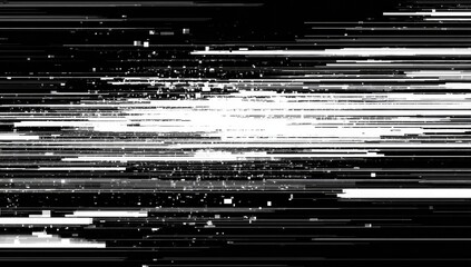Abstract digital glitch, streaking lines, and speckled white noise