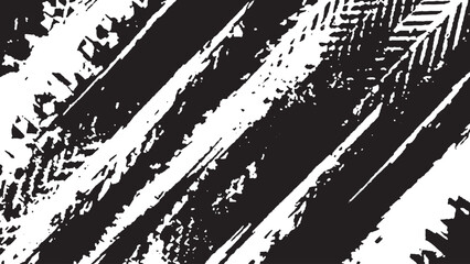 Grunge black tire print vector for racing drift or rally designs. Wheel track texture in black with gritty grunge vector effect