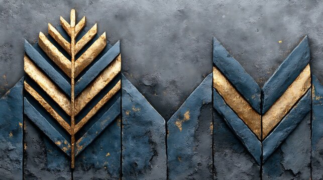 Woven background of interlocking golden chevron arrows forming diagonal stripes over deep gray