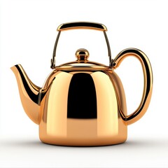 Obraz premium Gold Teapot on White Background Studio Shot