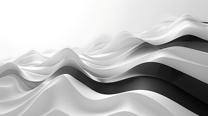 Abstract monochrome waves illustration with flowing and undulating layered shapes design