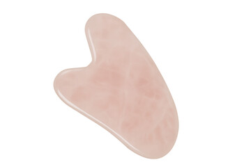 Pink gua sha stone for face massage on transparent background