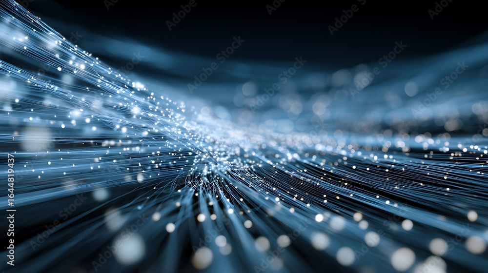 Aufkleber dynamic light trails creating a vibrant abstract background in blue and white