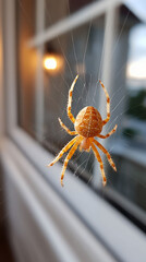 Spider spins its intricate web