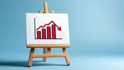 Mini easel displaying a downward trending graph