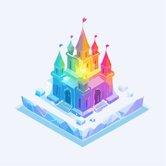 An ethereal palace sculpted from ice, glowing with refracted light.