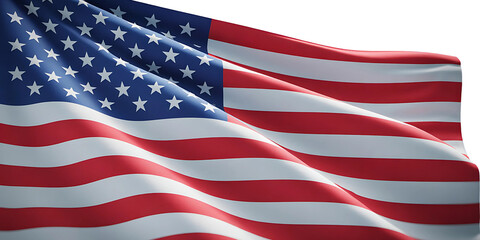 Fototapeta premium Waving American Flag Isolated on Transparent Background