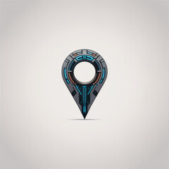Photo of futuristic location pin with a modern design isolated on white background