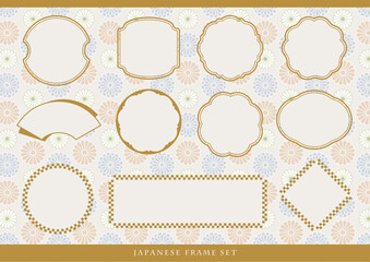 シンプルな和風フレームと和柄背景