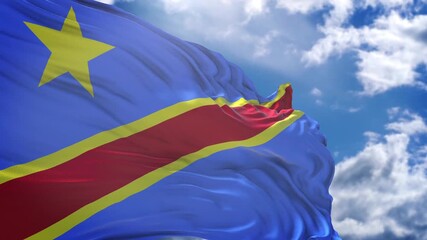 flag of Congo Democratic Republic of the. close up of the Congo Democratic Republic of the flag. Congo Democratic Republic of the flag endless loop