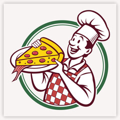cartoon chef with pizza