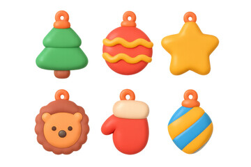Naklejka premium Cute clay christmas ornaments featuring tree, star, and festive decorations