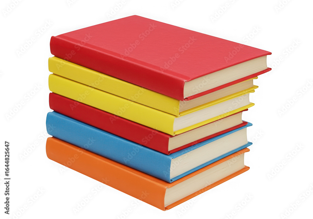 Poster Stack of colorful books isolated on transparent background