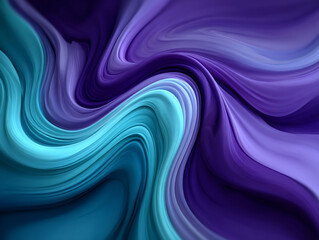 Fototapeta premium Turquoise and lilac paint swirls in elegant motion