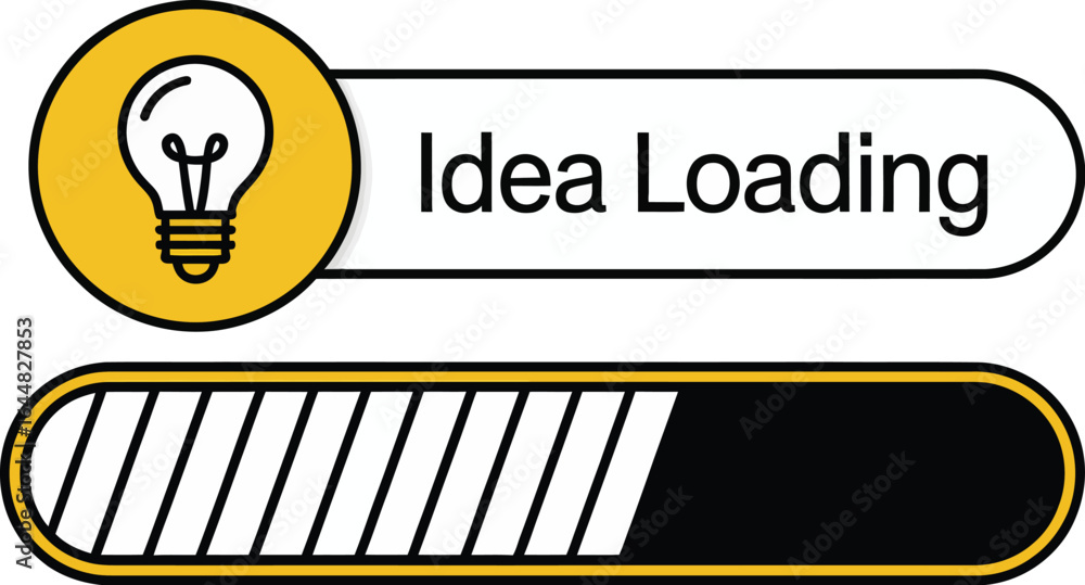 Poster creative idea loading progress bar with lightbulb symbol and text