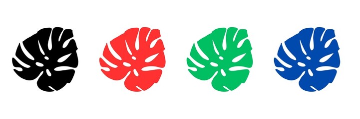 Set of tropical leaf icon, Tropical palm tree leaf icons set, tropocal leafs set, palm leaf icons set, coconut palm leaves ivon set