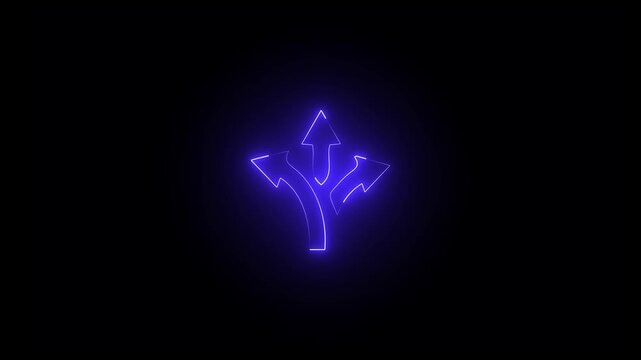 three-way direction arrow sign, road sign direction icon animation.