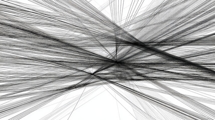 Abstract lines and shapes create dynamic composition, evoking sense of movement and energy in monochrome tones