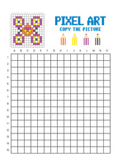 Copy the picture grid drawing worksheet for kids. Pixel art drone