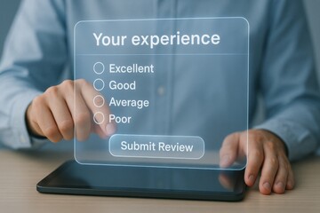Digital Customer Experience Review Interface with Rating Options
