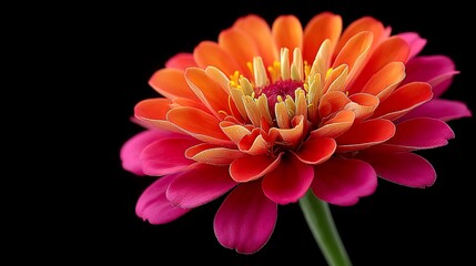 Obraz premium Vibrant zinnia radiating beauty against darkness