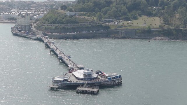 Aerial view of Llandudno in North Wales. Seaside town with victorian promenade and beautiful scenery