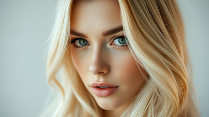 Blond woman hair with wooing eyes look
