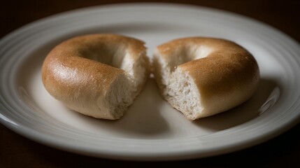 Bagel slices on plate