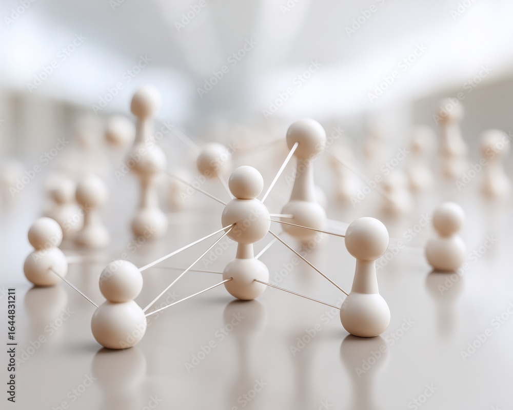 Aufkleber professional business network visualization with connected nodes and social media icons for modern c
