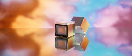 Modern Minimalist Blind Box with Mystery Toy on Reflective Surface Premium Lifestyle and Marketing Content for Gen Z Social Media Campaigns