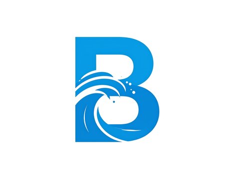 Blue letter B with ocean waves