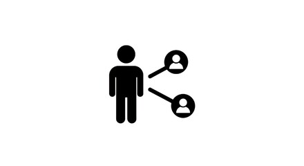 Illustration of a person connected to two other people showing a network or relationship
