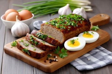 Delicious Homemade Meatloaf with Fresh Herbs and Eggs