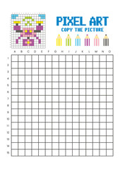 Copy the picture grid drawing worksheet for kids. Pixel art drone