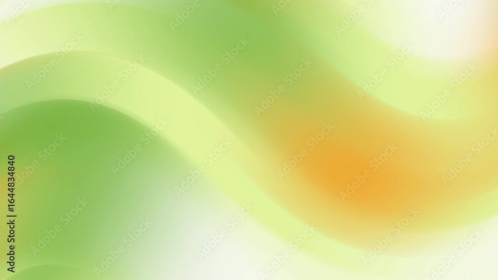 Poster gentle flowing waves transition from light green to creamy white to soft orange. smooth gradients an