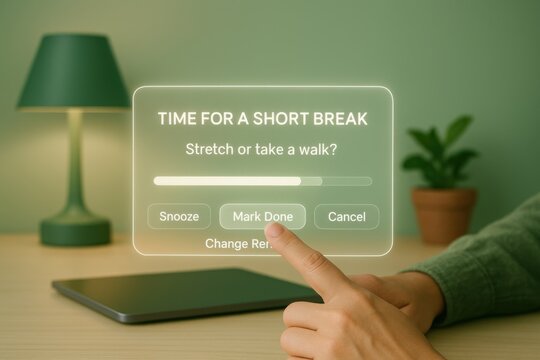 Break Reminder Notification with Options to Snooze or Mark Done

