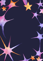 Watercolor star postcard illustration on white background