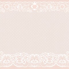 Delicate lace border on a pale pink background with a subtle dotted pattern