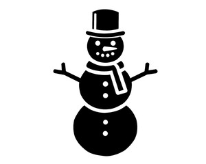 Snowman silhouette, black snowman icon, vector illustration	